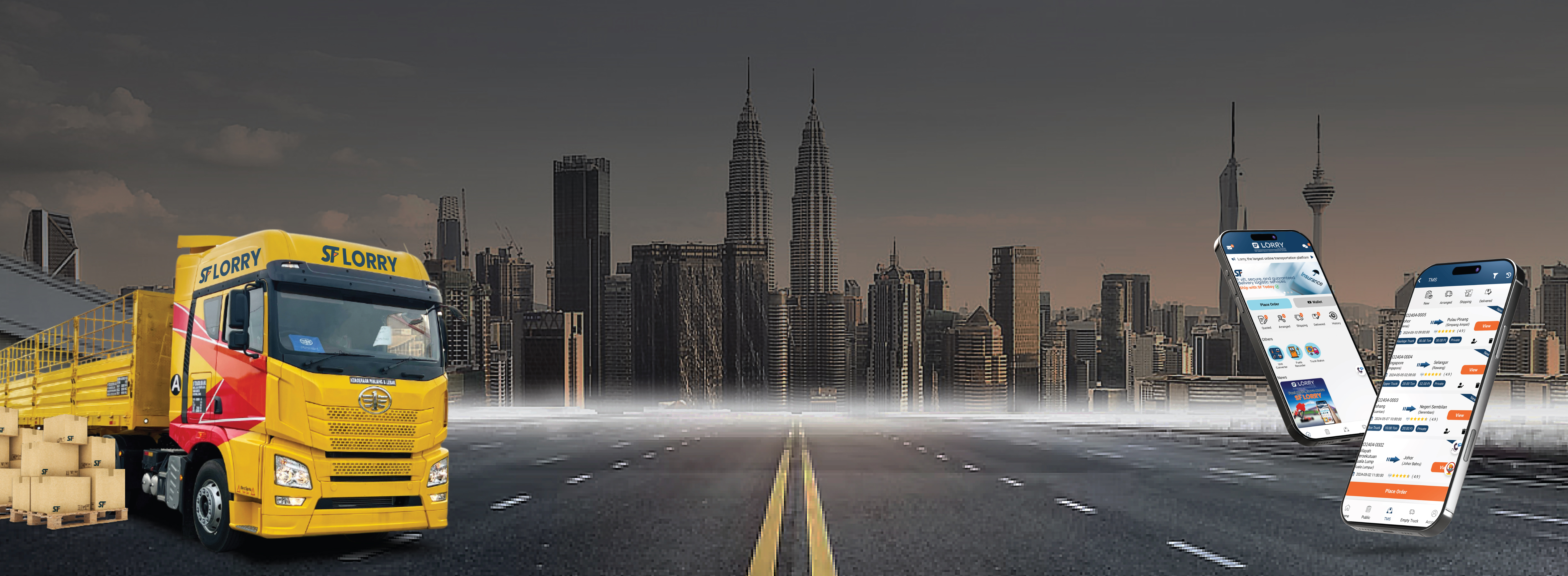 SF Lorry delivery truck transporting goods in Malaysia